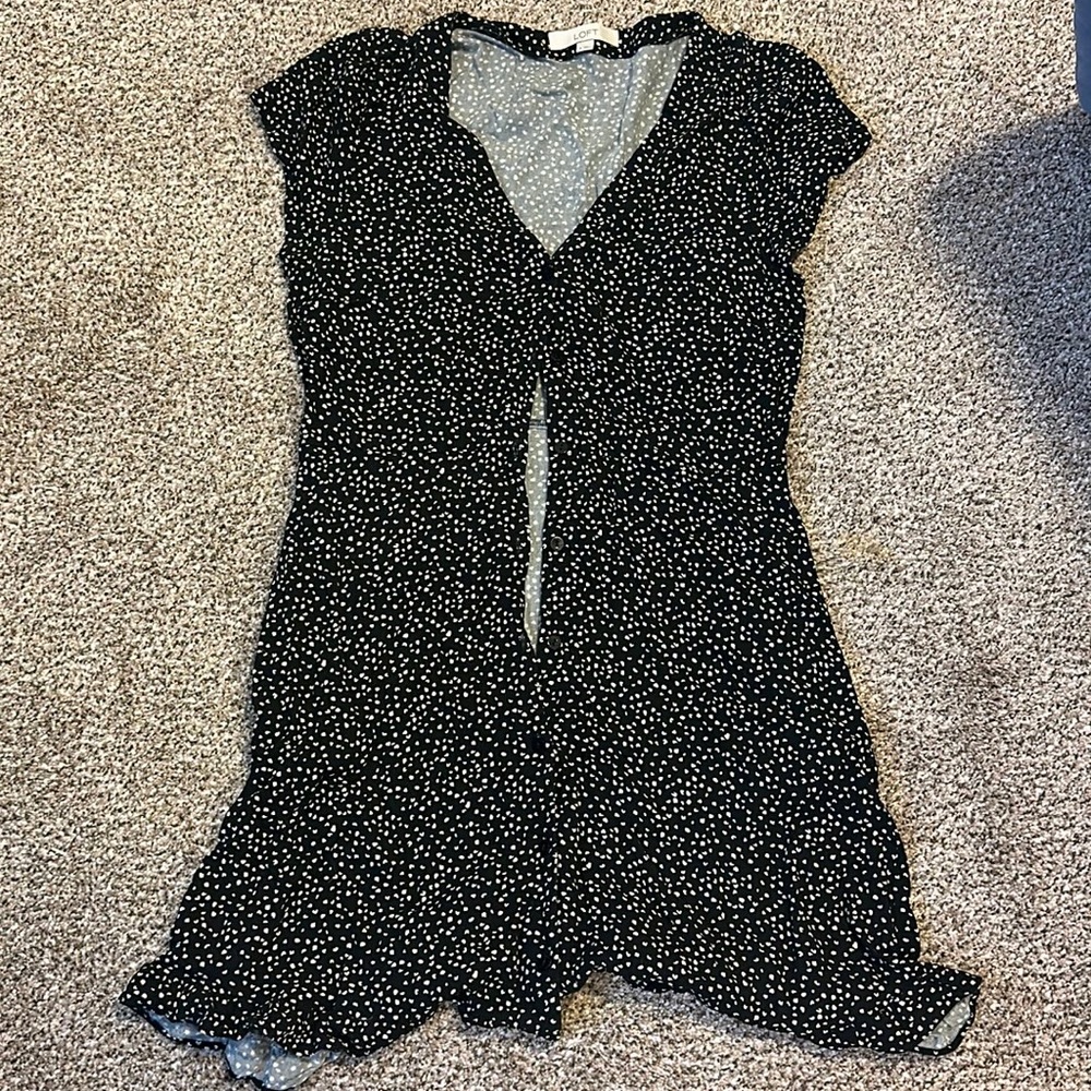 Loft button down polka dotted dress
